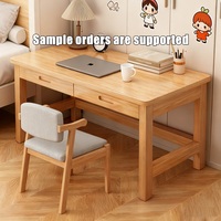 Bureau d'ordinateur pour étudiant en bois massif, table d'étude et d'écriture avec tiroirs de rangement pour la maison, la chambre ou le bureau, poste de travail minimaliste
