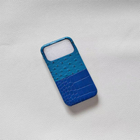 Étui de téléphone portable élégant et stylé bicolore multicolore en patchwork d'autruche et de crocodile pour iPhone