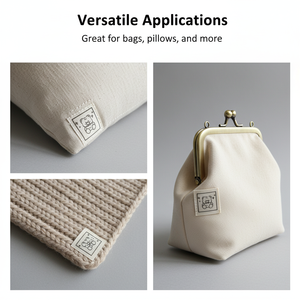 Étiquettes en coton satiné imprimées, de forme carrée, découpées au laser, de haute qualité, personnalisables, lavables et écologiques - Product Image 2