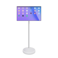 Pantalla de Señalización Digital Blanca de 23.8/27/32 Pulgadas, Televisor Inteligente Portátil con Pantalla Táctil Giratoria, Monitor Android 12 LED 4K