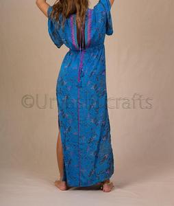 Jolie robe imprimée à manches mi-longues pour femme, tenue de plage décontractée avec cravate à la taille, Kaftan, fente haute, - Product Image 4