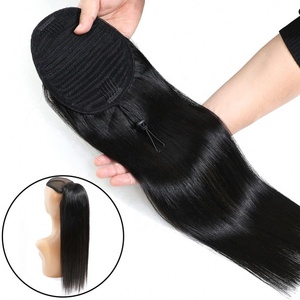 Oferta Especial: Cabello Virgen Natural Negro 12A, Liso y Sedoso, Ondulado, Cola de Caballo, Cabello Humano Virgen con Cordón - Product Image 4