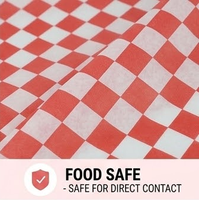 Papel Kraft a Cuadros Rojos, Antigrasa, Impermeable, Resistente al Aceite, para Envolver Alimentos, Hojas Precortadas para Sándwiches, Hamburguesas, Pizza, Pan, Caja de 100 Unidades