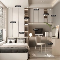 Lit tatami minimaliste sur mesure avec bureau extensible et bibliothèque |   Armoire avec rangement intégré |   Chambre d'enfant gain de place |   OEM