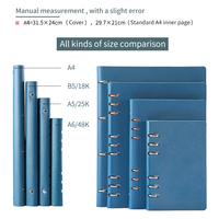 Carnet de notes à couverture rigide de taille A4 personnalisée, reliure à anneaux noire, journaux en cuir avec logo, cahiers d'affaires à feuilles mobiles bleus