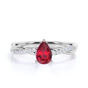 แหวนหมั้นรูปหยดน้ำทับทิม ดีไซน์อินฟินิตี้ เงินแท้ 925 ชุบทอง 14K ดีไซน์เกลียวคลาสสิก - Product Image 3