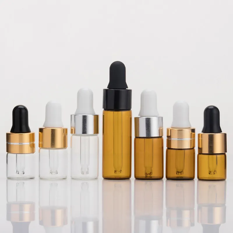 BYPE BY PERFUME 1ml 2ml 3ml 5ml Empty Cosmetic Serum Sample Vial Clear Amber Mini Glass Essential Oil Dropper Bottle with Cap