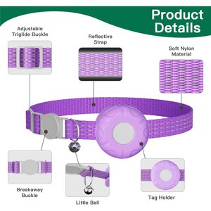 Collier en nylon violet pour chat avec suivi en temps réel par Bluetooth, compatible avec l'application Apple Find My (iOS uniquement) - Product Image 6