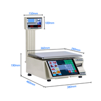 Timbangan Digital SHW-TMF66 15/30kg Layar Sentuh Stainless Steel LED/LCD Pencetak Label Barcode OEM Android Harga