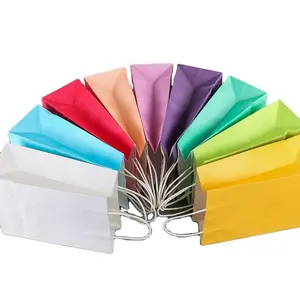 Bolsa de papel kraft de colores, para regalo de boda, comida, barata, venta directa de fábrica