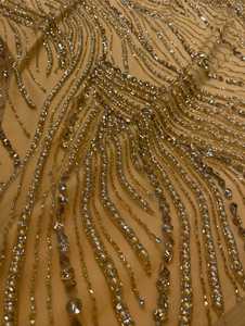 Tissu de broderie artisanal avec paillettes de perles et dentelle de maille pour robes de mariée et robes de mariée personnalisées - Product Image 3