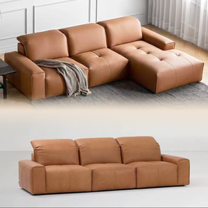 أريكة نورديك توسو عصرية بتصميم مستقيم من الجلد والقماش بمقعد واحد لغرف المعيشة الصغيرة على شكل حرف L قابلة للتعديل - Product Image 3