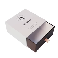 Boîte cadeau cosmétique haut de gamme avec logo personnalisé en relief, boîte à tiroir rigide de luxe avec laminage mat, doublure en éponge, recyclable