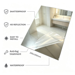 Plaque de miroir en polycarbonate incassable et anti-buée pour la décoration murale de salle de bain et de douche - Vente en gros - Product Image 2