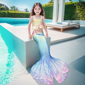 Ensemble de maillots de bain professionnels <span class=keywords><strong>pour</strong></span> <span class=keywords><strong>enfants</strong></span> d'été, motif de queue de sirène de dessin animé, respirant, en élasthanne/polyester, maillots de bain grande taille <span class=keywords><strong>pour</strong></span> filles - Product Image 3