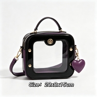 Sac à main mini Ita Bag carré transparent pour femme, sac bandoulière en cuir véritable personnalisé pour collection de badges d'anime
