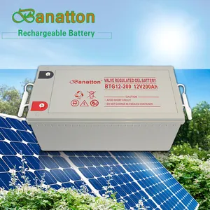Banatton مصنع مخصص Oem دورة عميقة الطاقة الشمسية 12V 200Ah جيل أكسيد الرصاص بطارية قابلة للشحن قابلة للشحن Bateria آكي
