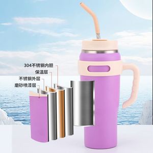 Gobelet isotherme en acier inoxydable à double paroi de 40 oz avec logo personnalisé, couvercle anti-fuite, poignée, isolation thermique de 12 à 24 heures - Product Image 4