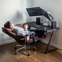 Escritorio Ergonómico en Forma de Z para Juegos de PC con Gestión de Cables e Iluminación RGB