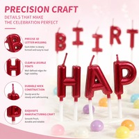 Ensemble de bougies lettres rouges vives pour décoration de gâteau d'anniversaire, bougies alphabet HAPPY BIRTHDAY en cire de paraffine de qualité supérieure, vente en gros