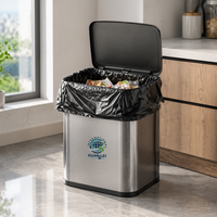 Sac poubelle noir en plastique HDPE imprimé en héliogravure, recyclable, haute résistance, personnalisé, de qualité alimentaire, à soufflets latéraux, avec poignée, pour supermarché