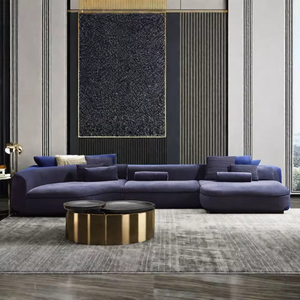 Meuble en velours bleu italien pour salon, design moderne de qualité supérieure, coupe contemporaine, pour canapé, maison - Product Image 6