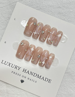 Lot de 10 faux ongles press-on personnalisés faits à la main – Meilleures ventes, magnifiques, de luxe, forme cercueil, en PMMA, application facile