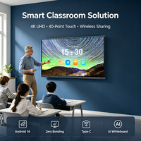 Tableau blanc interactif intelligent avec écran tactile 4K IFPD Android 15/16 pour réunions, avec suivi de caméra IA et écran sans fil