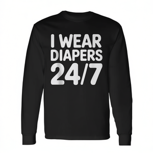 T-shirt à manches longues « Je porte des couches 24h/24, 7j/7 » – Vêtement promotionnel - Product Image 2