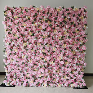 E hot pink bunga sutra tema dinding dusty pink bunga mawar dekorasi panel dinding roll up mawar dinding bunga buatan latar belakang - Product Image 3