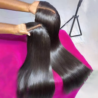 Perruque frontale sans colle de 40 pouces avec dentelle HD complète, perruque de cheveux indiens vierges bruts alignés sur les cuticules, perruques de cheveux humains non traités 100 % avec dentelle frontale