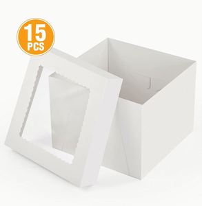Cajas para Pasteles, Contenedor Desechable para Transporte de Pasteles, Cajas Blancas para Panadería con Ventana Grande para Galletas, Tartas, Cupcakes y Repostería - Product Image 3