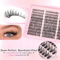 Kit de cils en grappe DIY pré-mappés, extensions de cils synthétiques effilées et volumineuses, tige en coton noir, épaisseur 0,05 mm, réutilisables