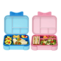Nouvelle boîte à lunch pour enfants en plastique rectangulaire à 4 compartiments, style bento, étanche, préservation de la fraîcheur, stockage écologique