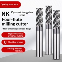 Fraise à quatre dents en acier au tungstène dynamique NK 65HRC, fraise à fond plat en alliage d'acier inoxydable