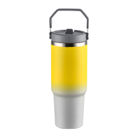 Gobelet en acier inoxydable de 20oz 30oz avec paille Bouteille d'eau isolée sous vide pour la maison, le bureau ou la voiture Tasse réutilisable avec paille