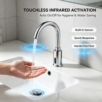 Robinet de lavabo automatique sans contact à col de cygne moderne, avec capteur, disponible en OEM pour la rénovation des salles de bain d'hôtel