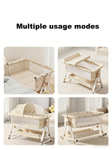 Culla <span class=keywords><strong>da</strong></span> Comodino Portatile con Lenzuolo, <span class=keywords><strong>Fasciatoio</strong></span> e Mobile Musicale, <span class=keywords><strong>da</strong></span> Neonato a Bambino, Grande Area Gioco Portatile - Product Image 4