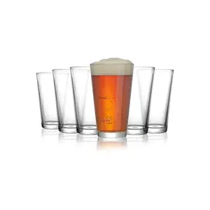 Lot de 6 verres à boisson de 16 once, verre Ultra transparent, à bord fort, aiguilles de bière trempé