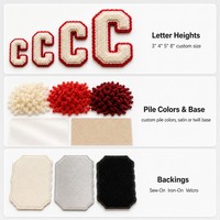 Patch en chenille lettre C avec feuille d'érable du Canada, alphabet 3D en relief pour veste, sac à dos, personnalisable
