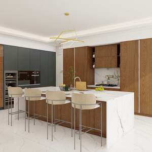 Meubles de cuisine en bois modernes haut de gamme, design de luxe, armoires de cuisine pour villa - Product Image 3