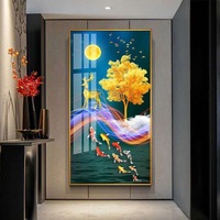 Décoration d'intérieur de luxe, peintures en porcelaine cristalline imprimées en 10 couleurs, poissons koï, peinture murale et peinture sur toile