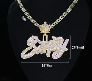 Colgante de letra personalizada de oro de 9K-24K, joyería, placa de identificación de Hip Hop con CVD y piedras preciosas naturales, cadena para hombre certificada por IGI - Product Image 2