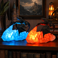 Lampe de nuit LED 3D Flamme de Dragon, Lampe Dragon Fantastique Créative, Jouet Lumineux Décoratif de Bureau pour la Décoration de Chambre