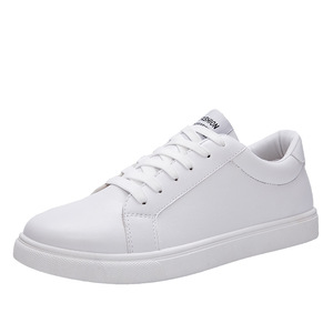 Zapatos de vestir coreanos para hombre, calzado con logotipo personalizado de alta calidad, suela de goma de cuero PU, color blanco - Product Image 1