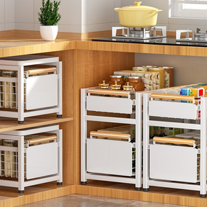 Juego de estantes y cajones extraíbles para especias, organizador de armario pequeño para cocina, venta al por mayor - Product Image 1