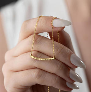 Acero inoxidable tendencia personalizada coordenadas fecha frase mensaje collar moda oro personalizado barra nombre collar mujeres - Product Image 6