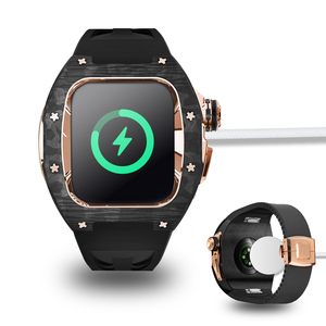 Lujo 46mm fibra de carbono oro modificar Mod Kit flúor banda de goma serie 10 caja de reloj para Apple Watch - Product Image 5