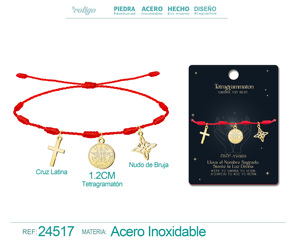 Bracciale da 7 nodi con nodo della strega fortunata Tetragrammaton croce latino oro acciaio inossidabile collana con ciondolo di protezione amuleto - Product Image 6