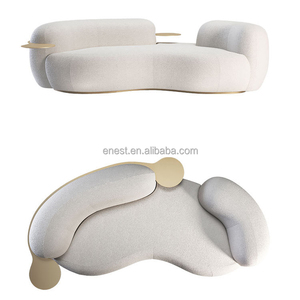 Bộ ghế sofa sang trọng mới nhất với điểm nhấn bằng thép không gỉ mạ vàng, ghế sofa phòng khách thanh lịch dành cho biệt thự, nhà ở, bộ ghế sofa nhung cao cấp kiểu mô đun - Product Image 3